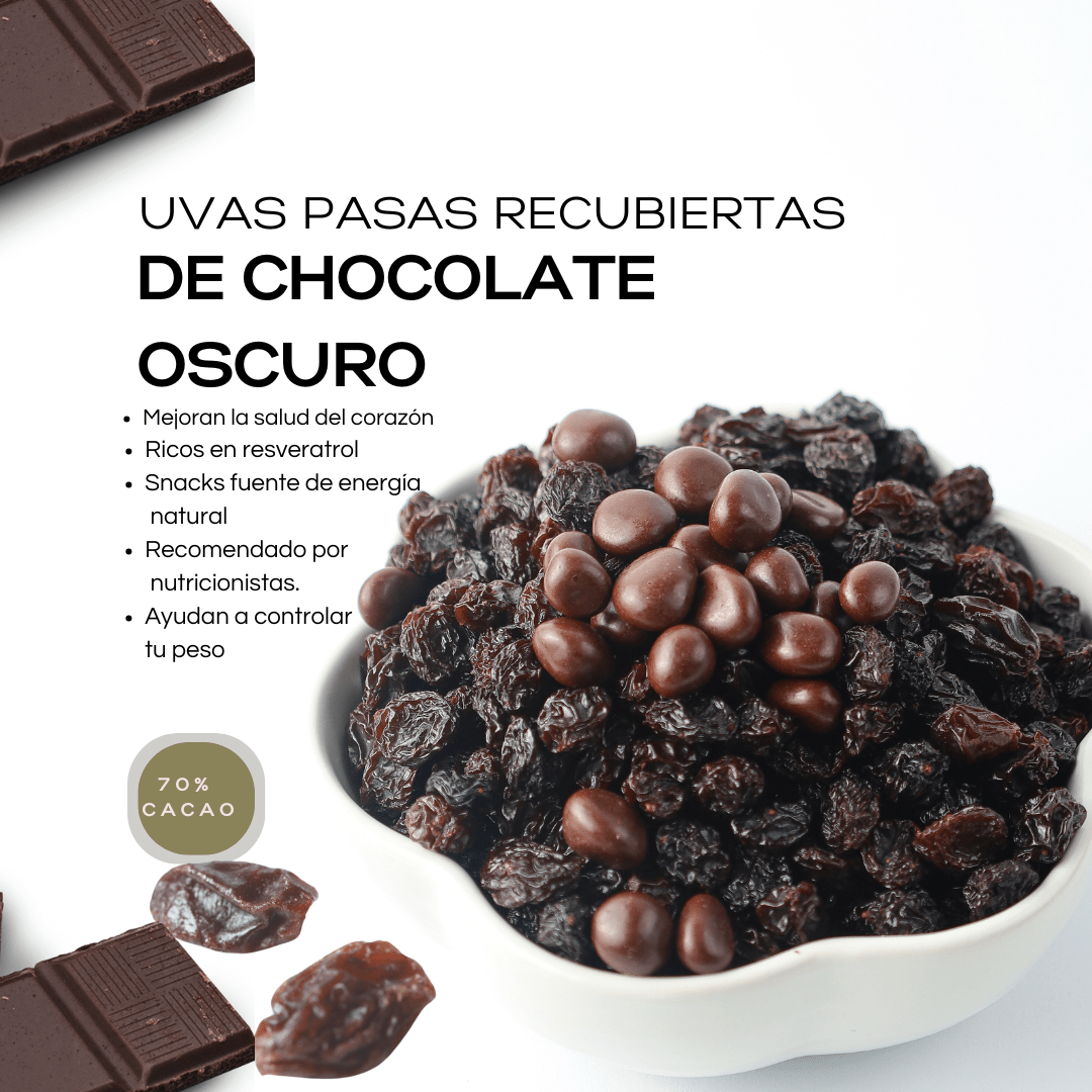 Uvas Pasas de Chocolate Oscuro - NAHU FOODS COMPANY
