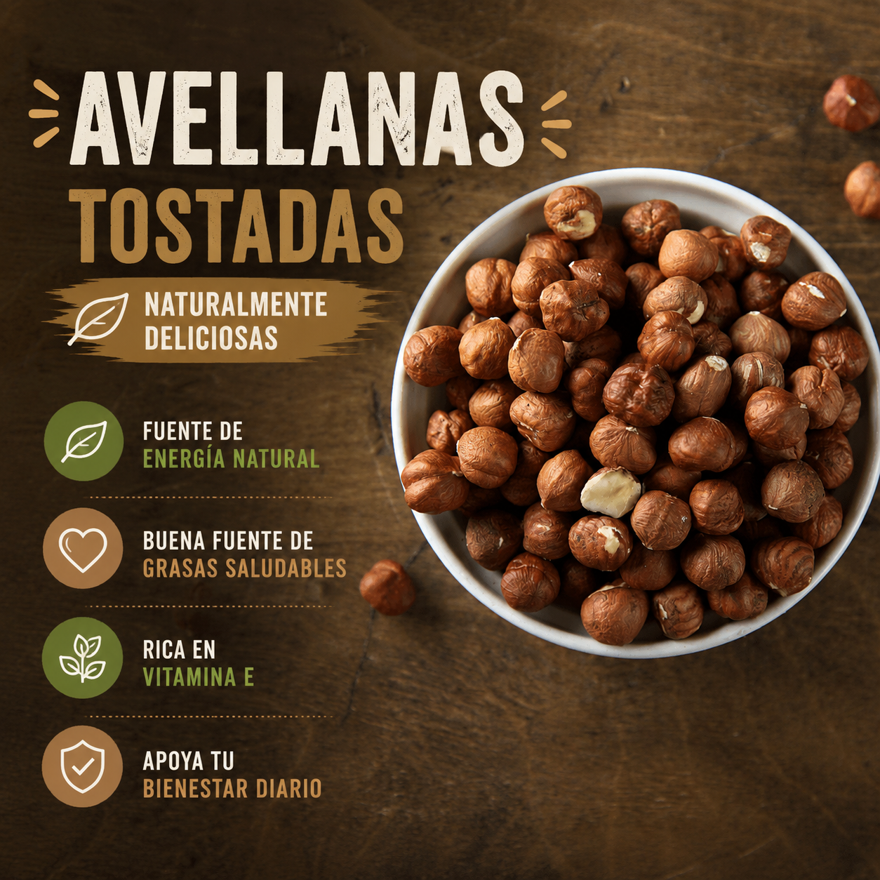 Avellanas Naturales Premium | 250g Energía, Antioxidantes y Sabor Tostado