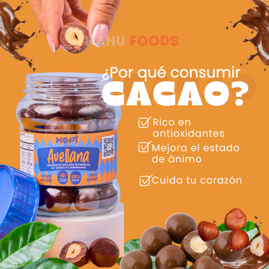 Avellana Recubierta de Chocolate Oscuro 70% - Snack Gourmet *150g