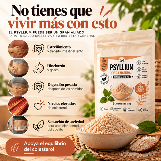 Fibra Psyllium 100% Pura 250g - Aliado para Digestión, Colesterol y Control de Peso