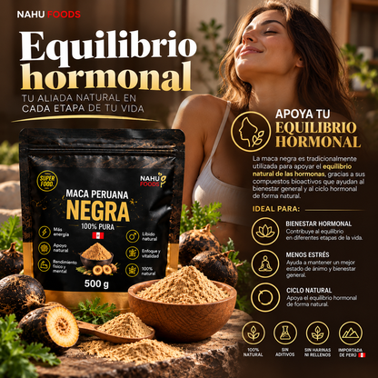 Maca Peruana Negra Runa Dark *500gr- Poder de los Andes - Registro sanitario Vigente