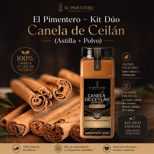 El Pimentero – Kit Dúo Canela de Ceilán (Astilla + Polvo)
