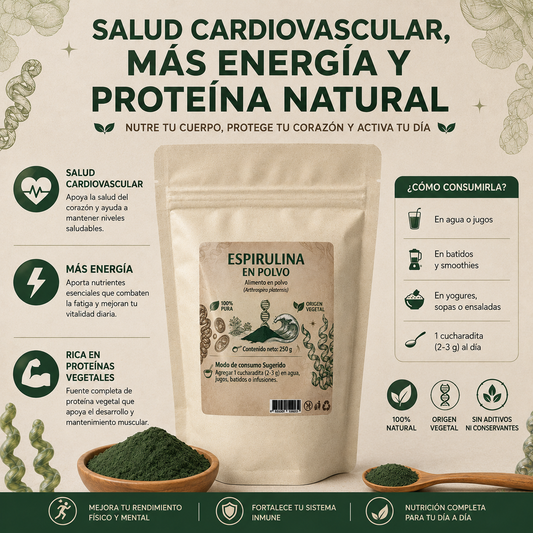 Espirulina en Polvo Premium *250gr- Proteína Vegetal y Superalimento