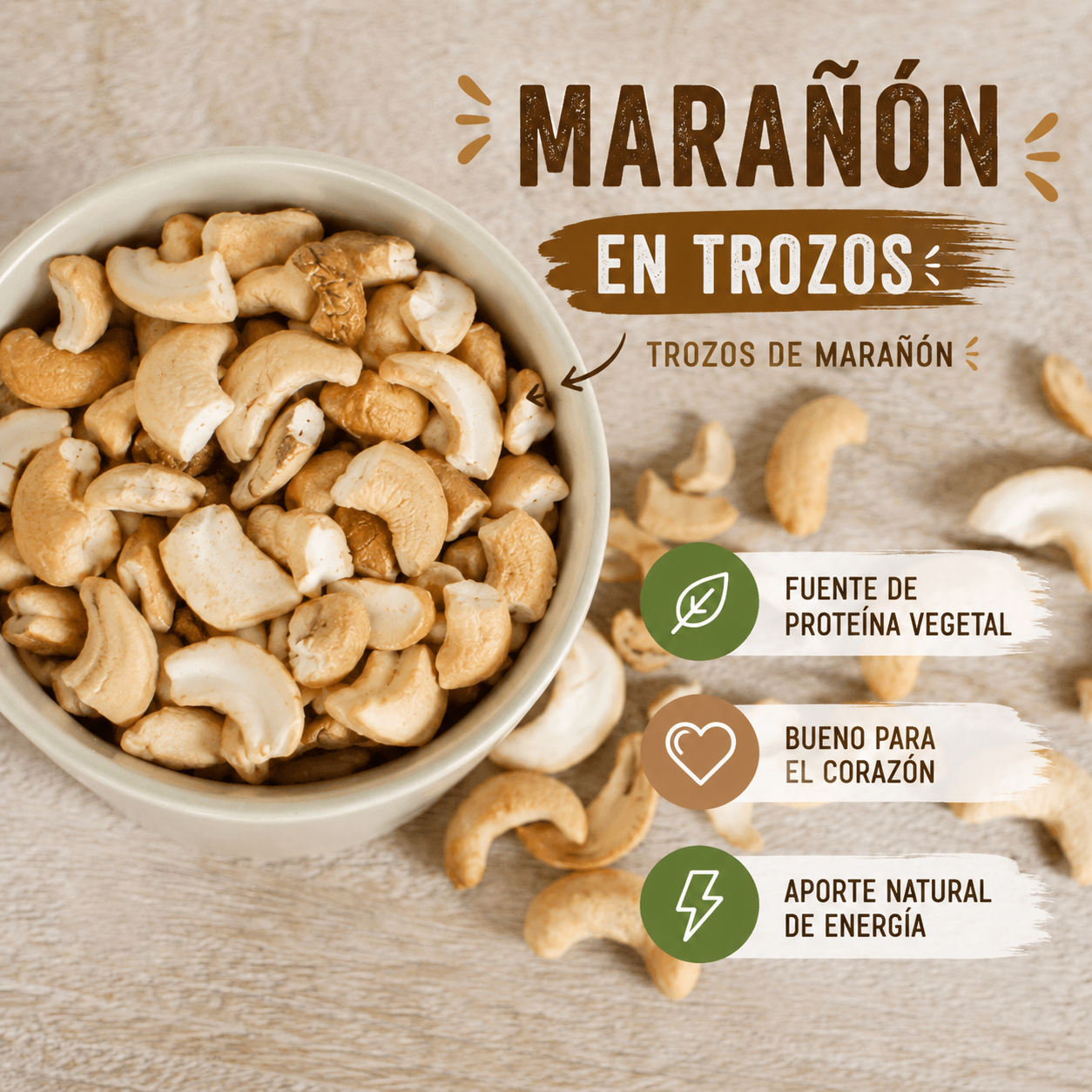 Marañón Partido en Trozos | Fruto Seco Premium *250g