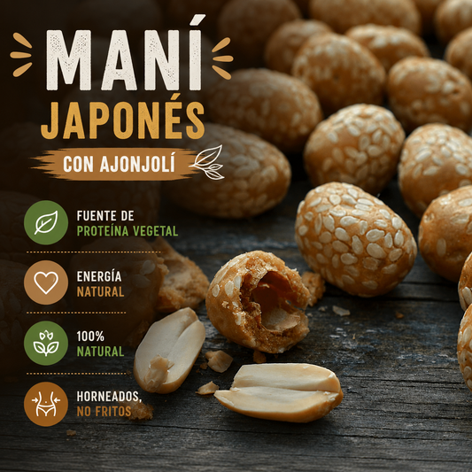 Maní Crocante Japonés con Ajonjolí | Alto en Proteína.