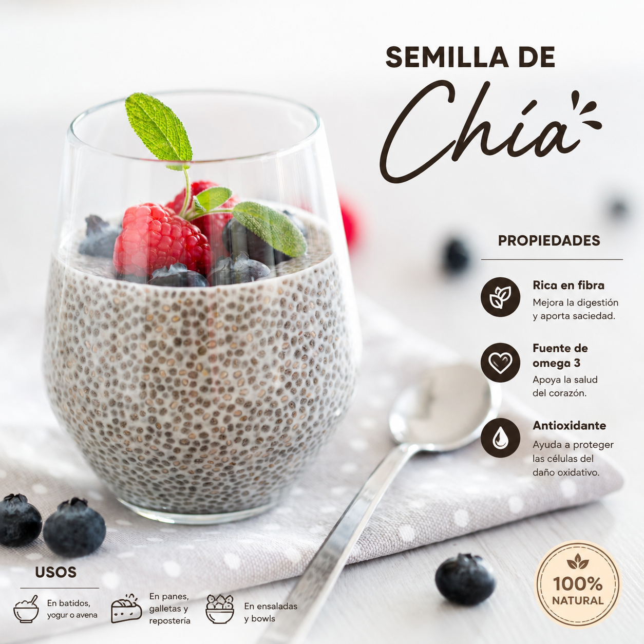 Semilla de Chía Negra Premium - Orgánica y Natural