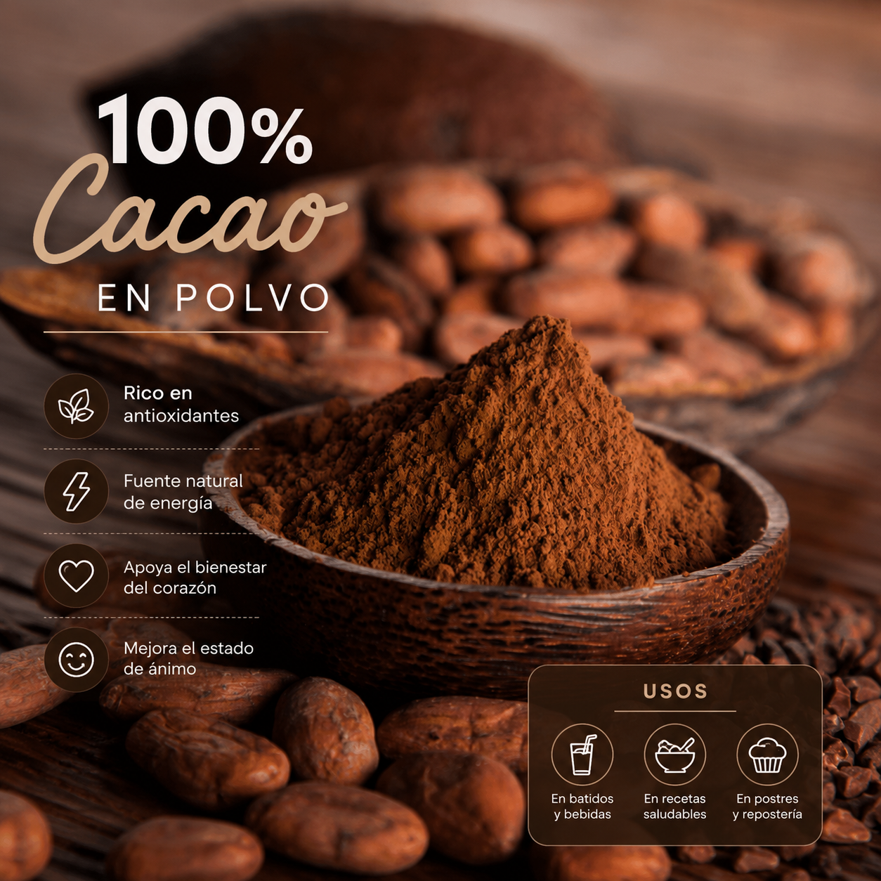 Cacao en Polvo 100% Puro Colombiano *250g- Superalimento Antioxidante