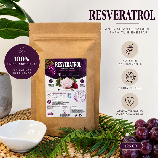 Resveratrol en Polvo Puro 125g - Antioxidante Anti-Edad y Longevidad
