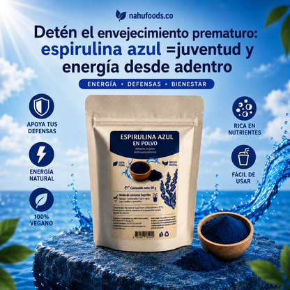 Espirulina Azul Premium (Ficocianina) - Antioxidante Natural Potente