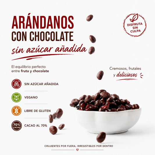 Arándanos con Chocolate Oscuro al 70% Sin Azúcar añadida *200g– Keto & Antioxidantes