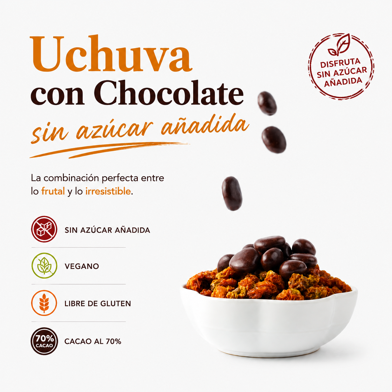 Uchuva de Chocolate Oscuro Sin Azúcar añadida *200g - Keto Colombiano