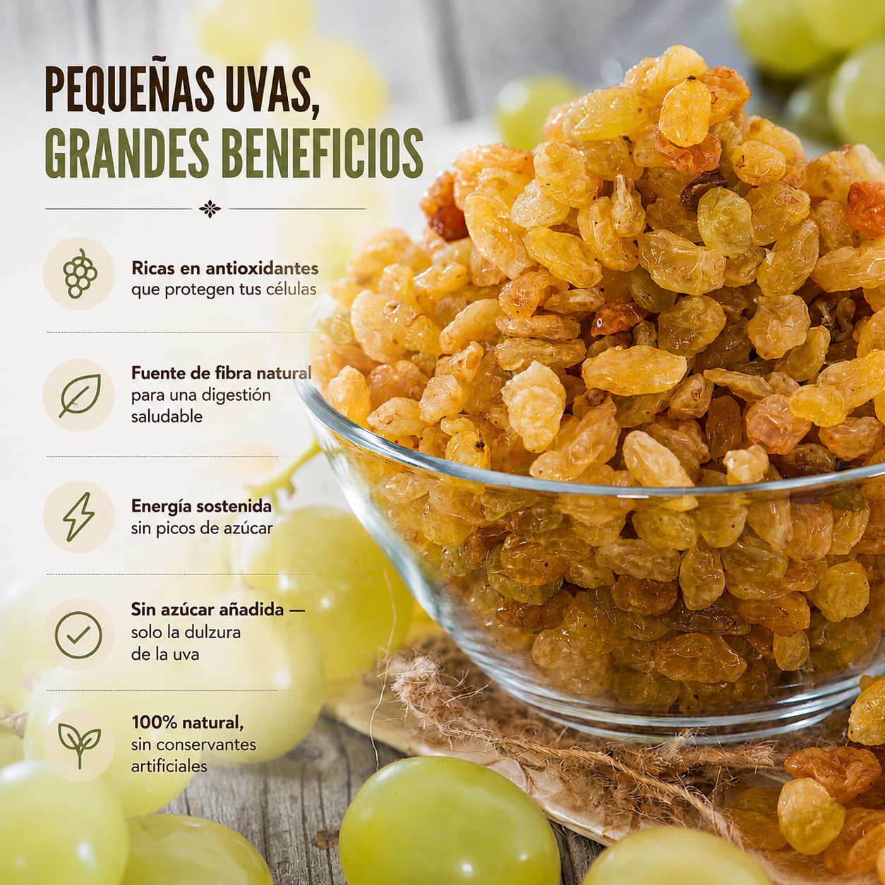 Uvas Rubias Deshidratadas Sin Azúcar, Pack Familiar