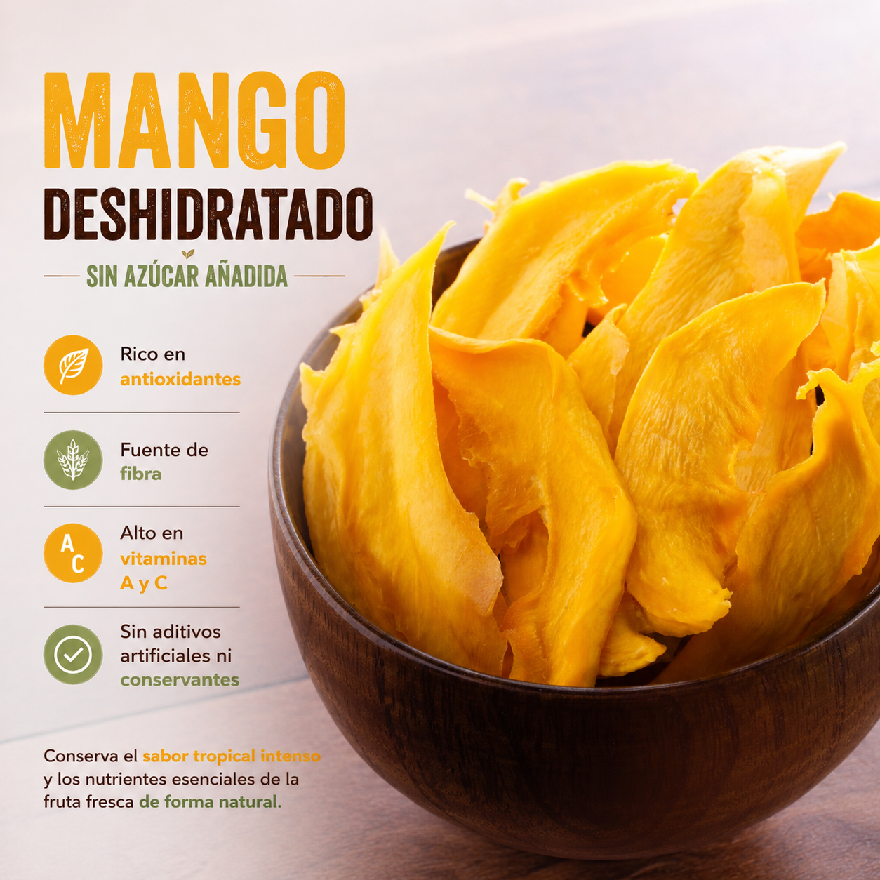 Mango Deshidratado Sin Azúcar Añadida