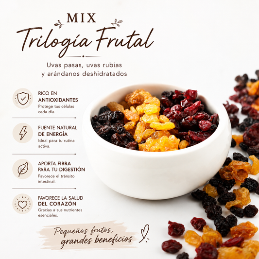 Mix Trilogía Frutal *250g – Frutas Deshidratadas Naturales Sin Azúcar