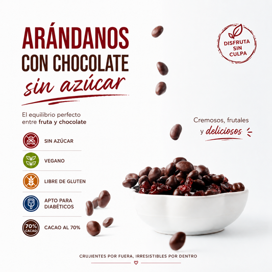 Arándanos con Chocolate Oscuro al 70% Sin Azúcar *200g– Keto & Antioxidantes