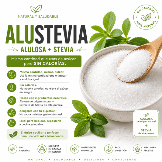 Alulosa + Stevia Premium 250g – Endulzante que Carameliza Sin Azúcar