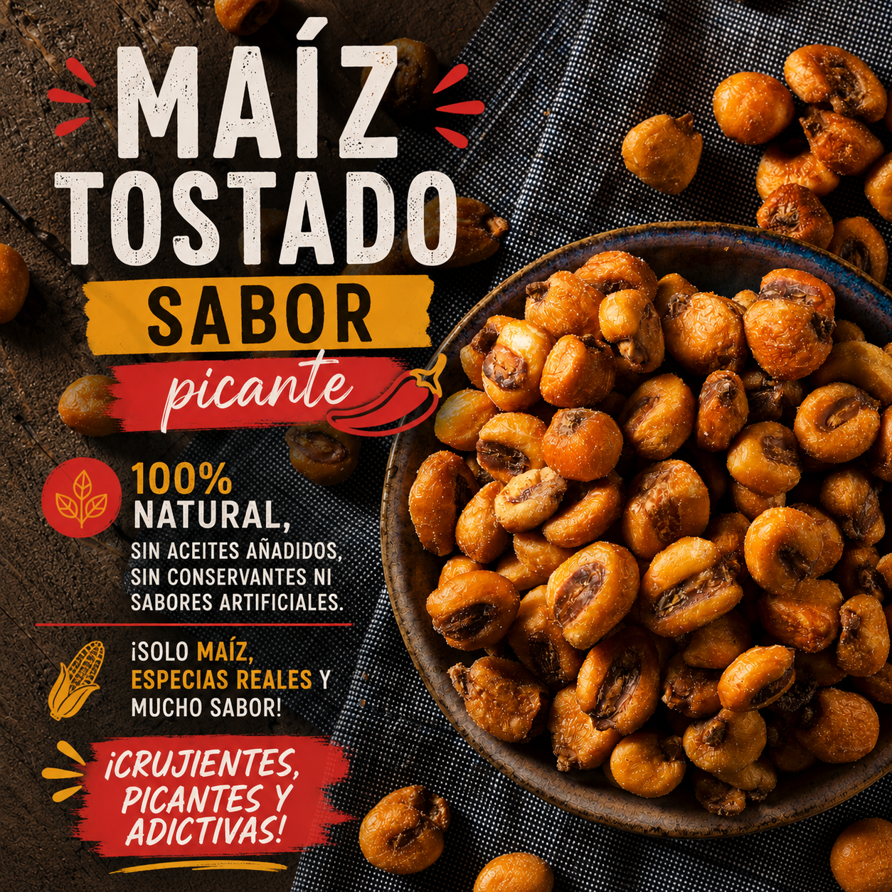 Maíz Gourmet Tostado Sabor Picante🌶️