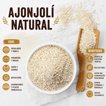 Semillas de Ajonjolí Natural 600g - Alto en Calcio y Proteína Vegetal