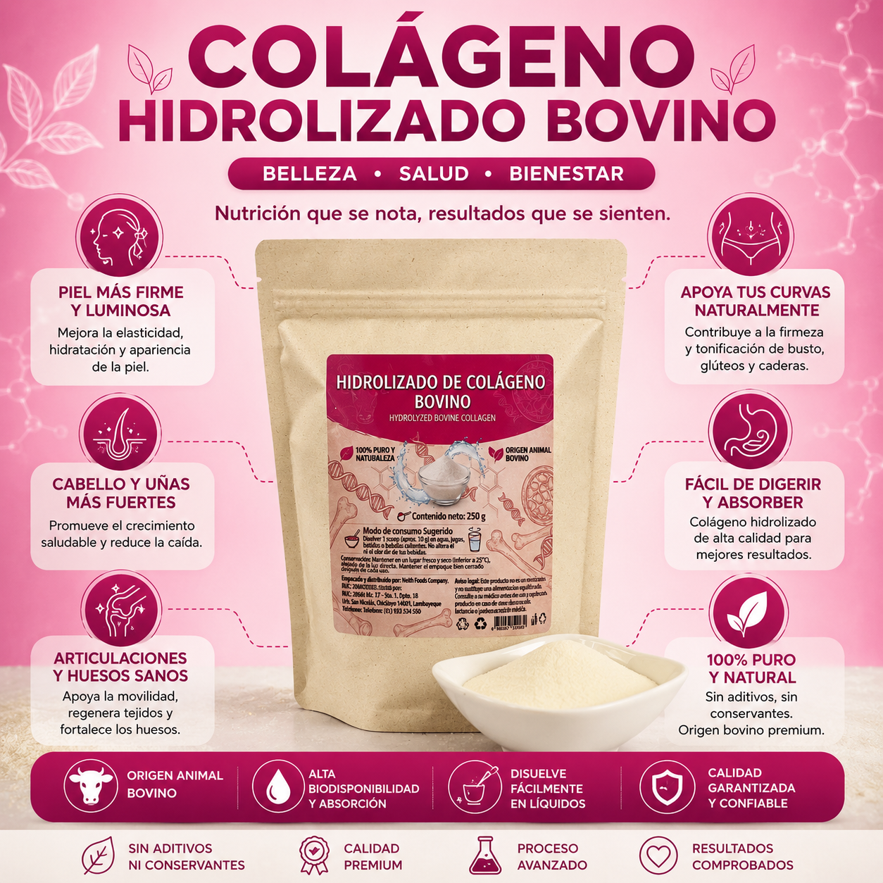 Colágeno Hidrolizado Puro Premium *1000g - Belleza y Articulaciones Saludables