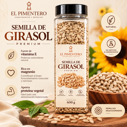 Semilla de Girasol Premium 600g - Rica en Vitamina E y Proteína Vegetal