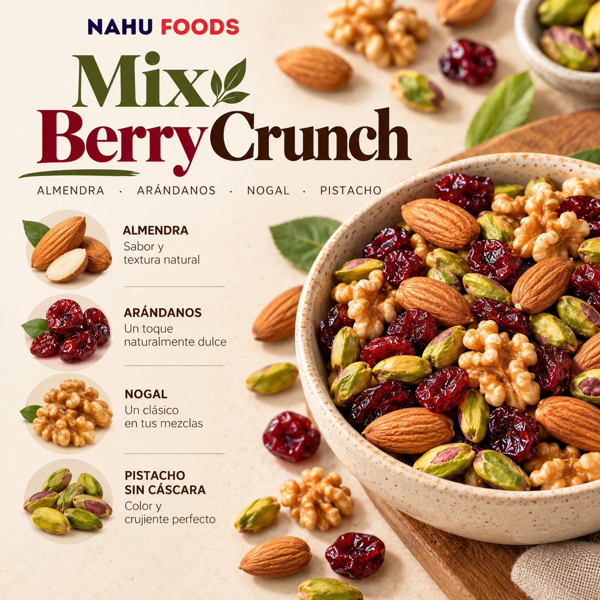 Mix Berry Crunch 500 g – Frutos secos con arándanos