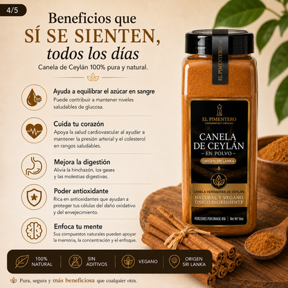 Canela Ceylán en Polvo Alta Pureza *450gr  | Regula el Azúcar y Cuida tu Salud