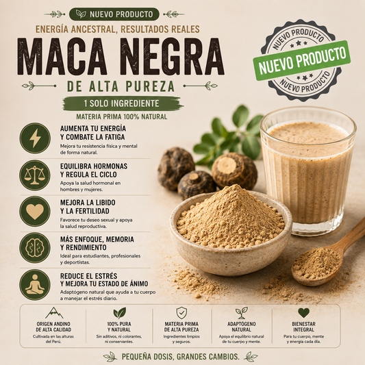 Maca Peruana Negra en Polvo Premium *500gr- Poder de los Andes