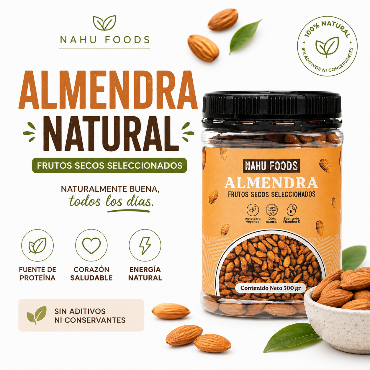 Almendras Naturales Enteras Premium | 500g