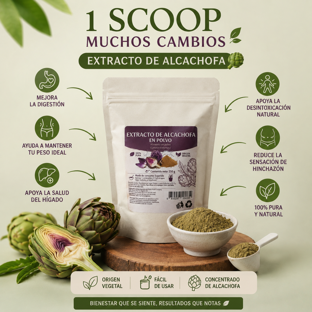 Extracto de Alcachofa en Polvo Premium *250gr- Mejora tu Digestión