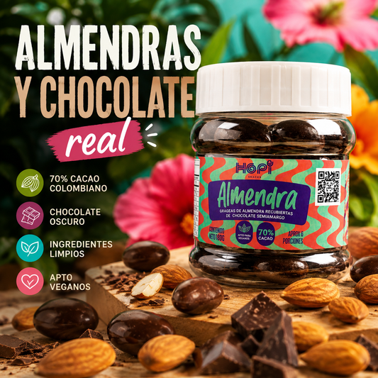 Almendras con Chocolate Oscuro 70% Cacao - Snack Gourmet 180g