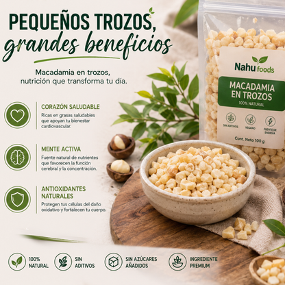 Trozos de Macadamia Natural Sin Sal * 125gr