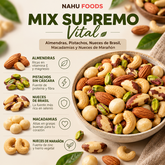 Mix Supremo Vital *500g | Almendras, Pistachos, Nueces, Macadamias y Nueces de Marañón